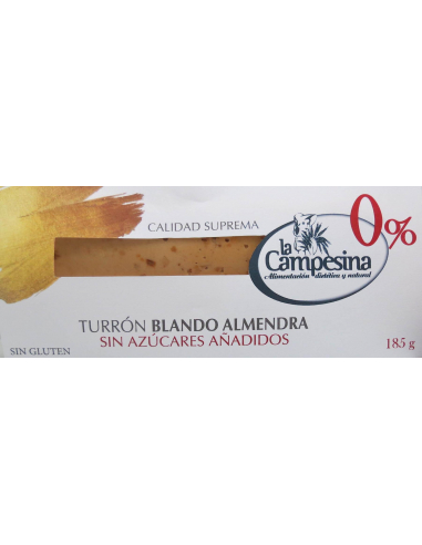 Turrón de almendra blando sin azúcar