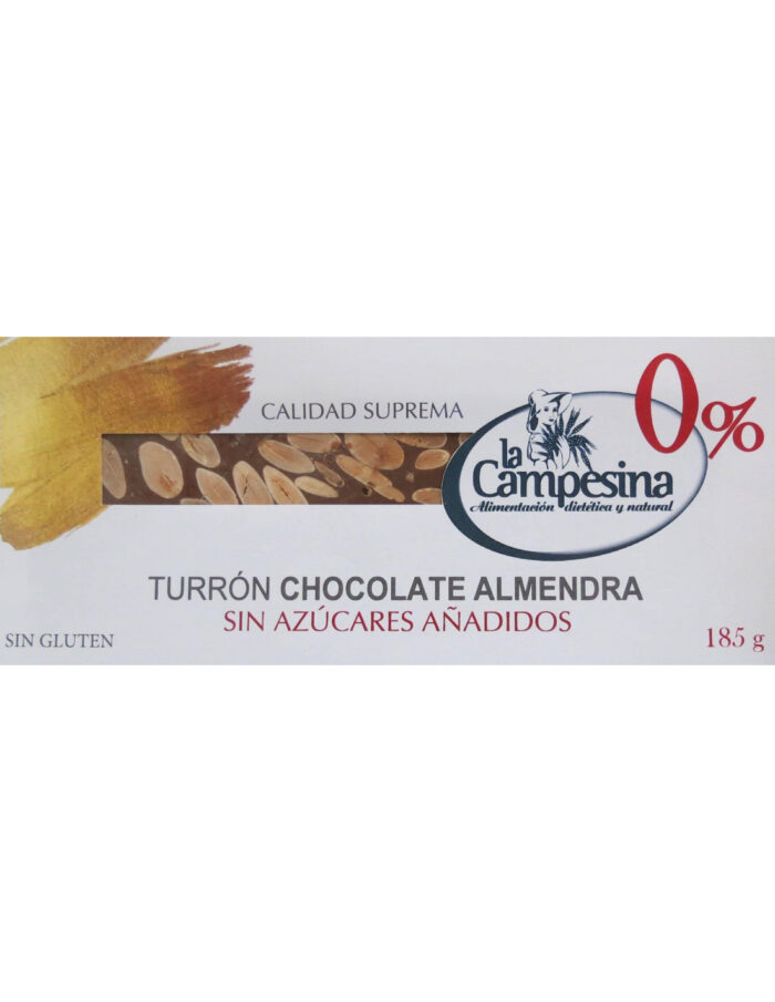 TURRON DE CHOCOLATE Y ALMENDRA sin azúcar
