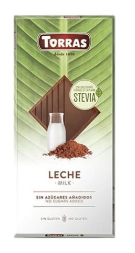 repostería y chocolates CHOCOLATE CON LECHE CON STEVIA S/G S/A 100 gr