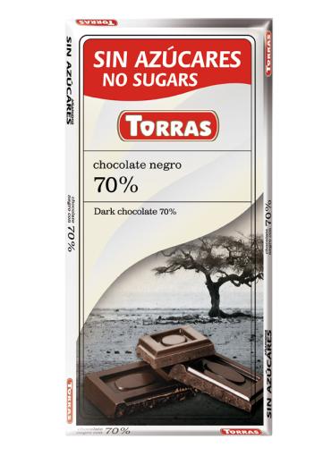 repostería y chocolates CHOCOLATE NEGRO 72% CACAO SIN AZÚCAR 75 g