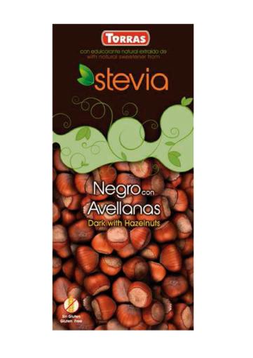 repostería y chocolates CHOCOLATE NEGRO CON AVELLANAS CON STEVIA, S/GLU, VEG, 125 g