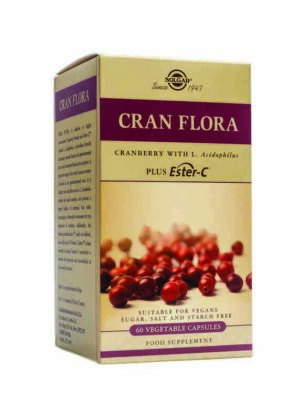 sistema genitourinario CRAN FLORA (Arándono Rojo con Probioticos y Ester-C®)60 Cápsulas Vegetales.