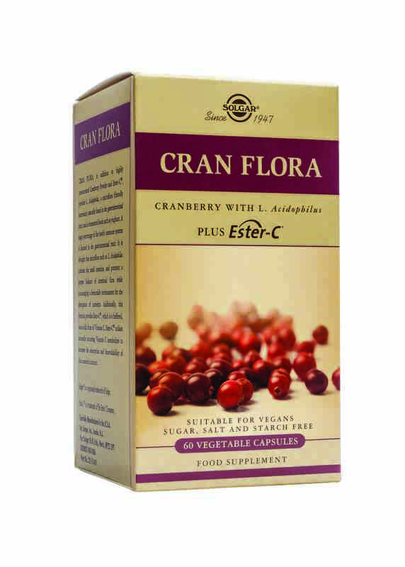 sistema genitourinario CRAN FLORA (Arándono Rojo con Probioticos y Ester-C®)60 Cápsulas Vegetales.