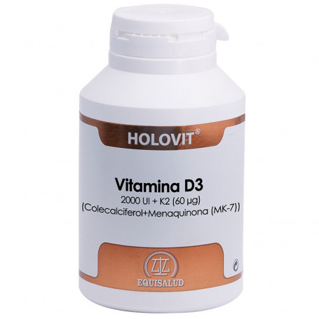 vitaminas HOLOVIT Vitamina D3 2.000 UI + K2 60 µg (Colecalciferol + Menaquinona (MK-7)) 180 cáp.