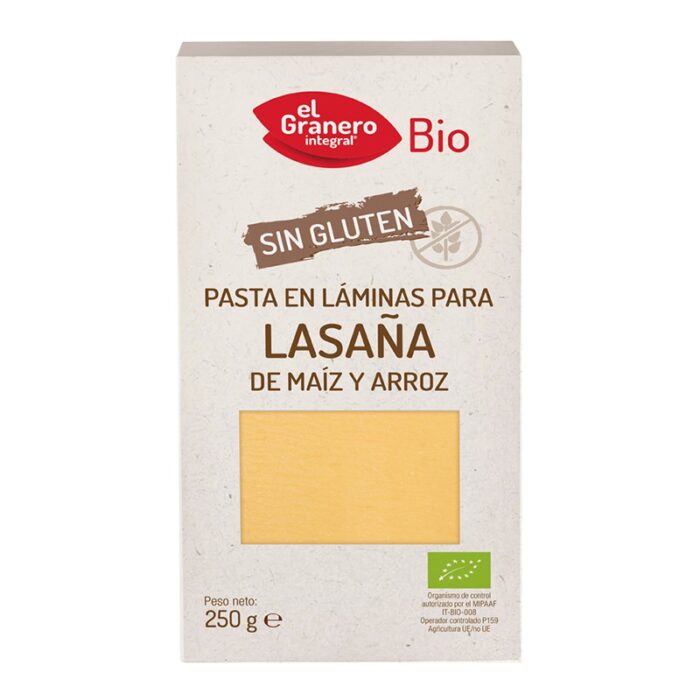 arroz y pasta LAMINAS LASAÑA SIN GLUTEN BIO, 250 g