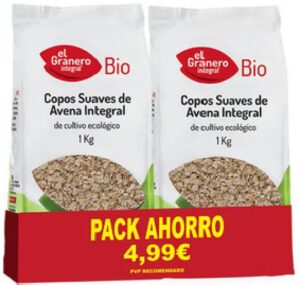 copos, mueslis y salvados PACK COPOS SUAVES DE AVENA INTEGRAL BIO 2X1 KG.