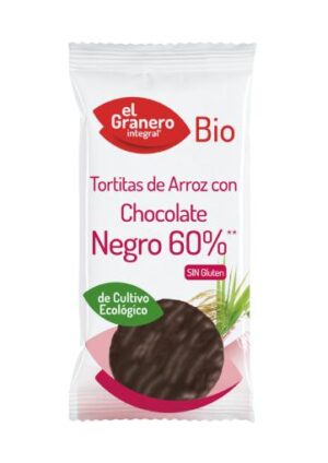 aperitivos y frutos secos TORTITAS DE ARROZ CON CHOCOLATE NEGRO BIO, 6 UDS, 100 g