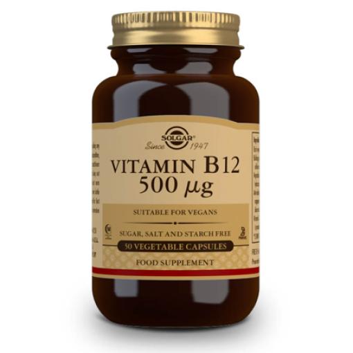 vitaminas VITAMINA B12 500 mcg (Cianocobalamina) 50 Cápsulas Vegetales.