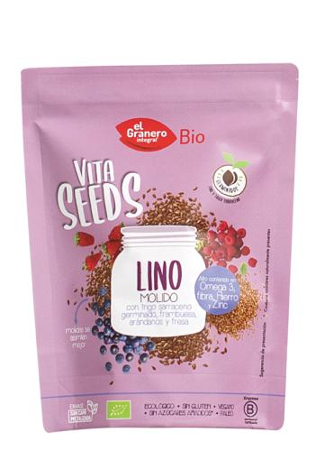 granos y semillas VITASEEDS LINO MOLIDOS, TRIGO SARRACENO, FRAMBUESA, ARÁNDANOS Y FRESA BIO, 200 g
