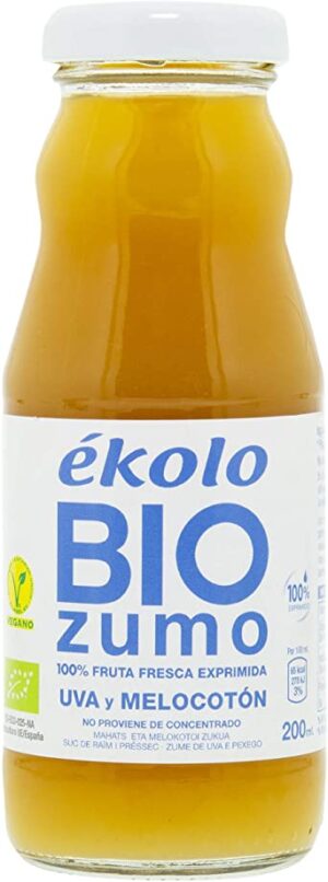 bebidas ZUMO DE UVA-MELOCOTÓN BIO, 100% EXPRIMIDO,200ML