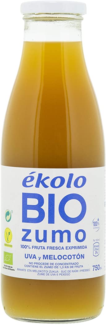 bebidas ZUMO UVA-MELOCOTÓN BIO,100% EXPRIMIDO, 750ML