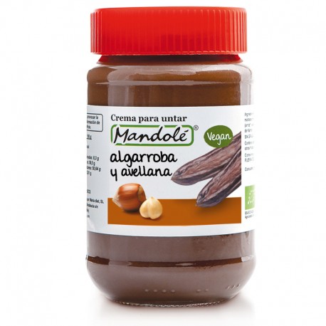repostería y chocolates CREMA DE ALGARROBA Y AVELLANA BIO 375GR