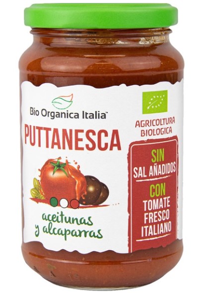 sales, condimentos y salsas SALSA DE TOMATE PUTTANESCA BIO 350ML