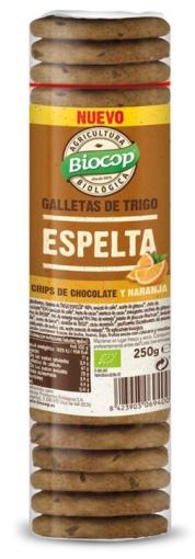 repostería y chocolates GALLETAS ESPELTA CHIPS CHOCO NARANJA BIO 250 G