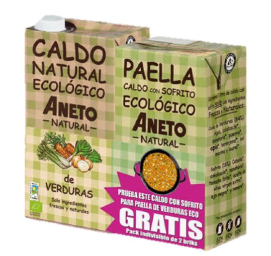 sales, condimentos y salsas PACK CALDO VERDURAS ECO 1L + GRATIS CALDO PAELLA ECO 1L