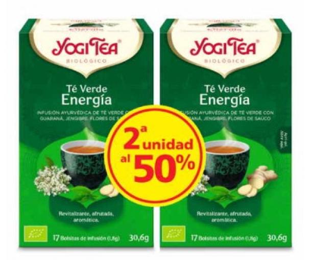 plantas en filtro YOGI TEA VERDE ENERGIA 2ªUD AL 50% 2X17 BOLSITAS