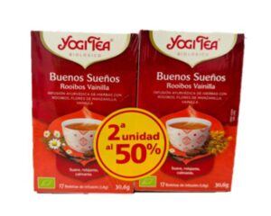 plantas en filtro YOGI TEA BUENOS SUEÑOS ROOIBOS VAINILLA 2ªUD AL 50% 2X17 BOLSITAS