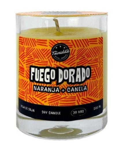 aromaterapia VELA VASO FUEGO DORADO 200 ML