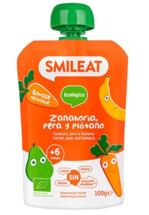 alim infantil POUCH ZANAHORIA, PERA Y PLATANO ECO 100G +6 MESES