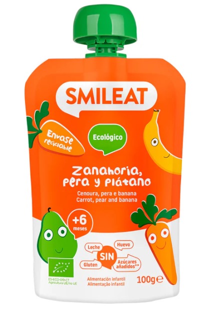 alim infantil POUCH ZANAHORIA, PERA Y PLATANO ECO 100G +6 MESES