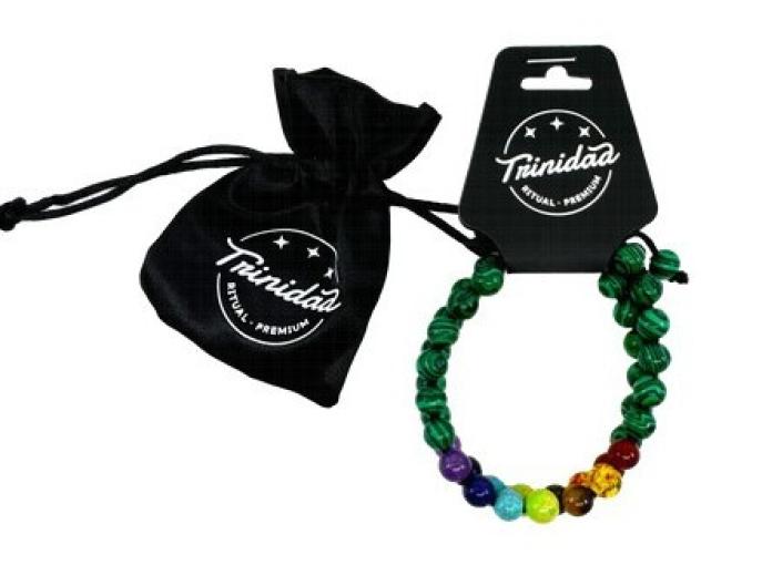 bisuteria PULSERA DOBLE MALAQUITA 7 CHAKRAS BOLA 8MM