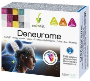 Deneurome mejora memoria, concentración y energía mental con Bacopa, Ginkgo, L-teanina y cafeína microencapsulada. Ideal en épocas de esfuerzo intelectual.
