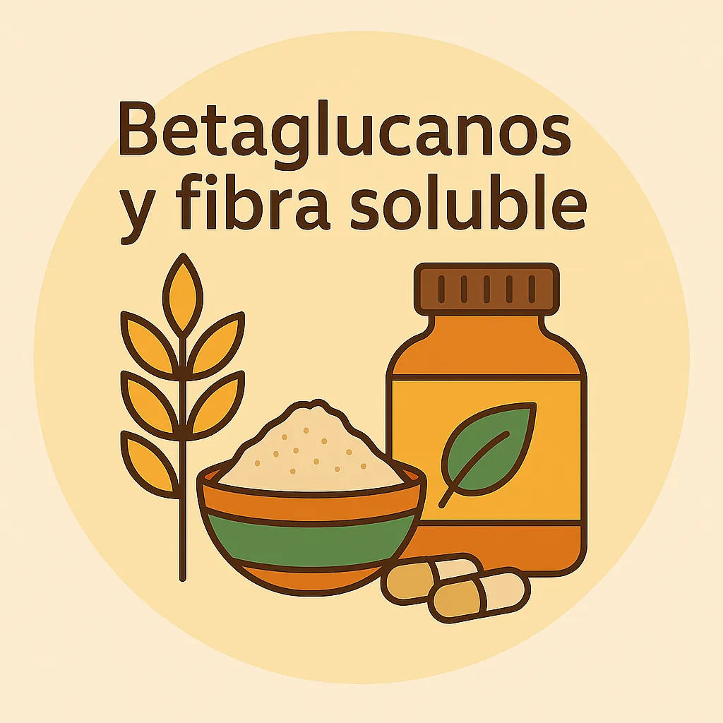 Ilustración de avena, cebada y suplementos con fibra para reducir el colesterol