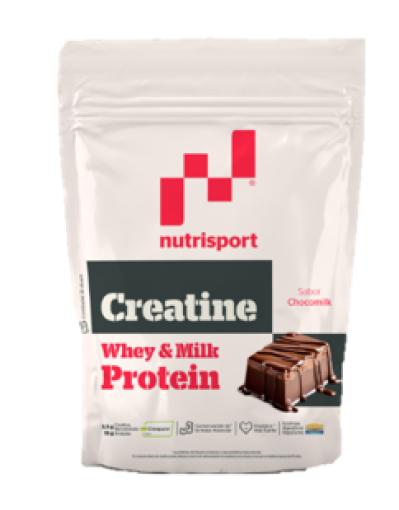 Creatina Creapure y Proteína Choco Leche Nutrisport 500g para fuerza, masa muscular y recuperación