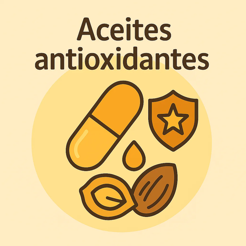 Icono plano de cápsula de aceite, gota, escudo antioxidante y semilla vegetal