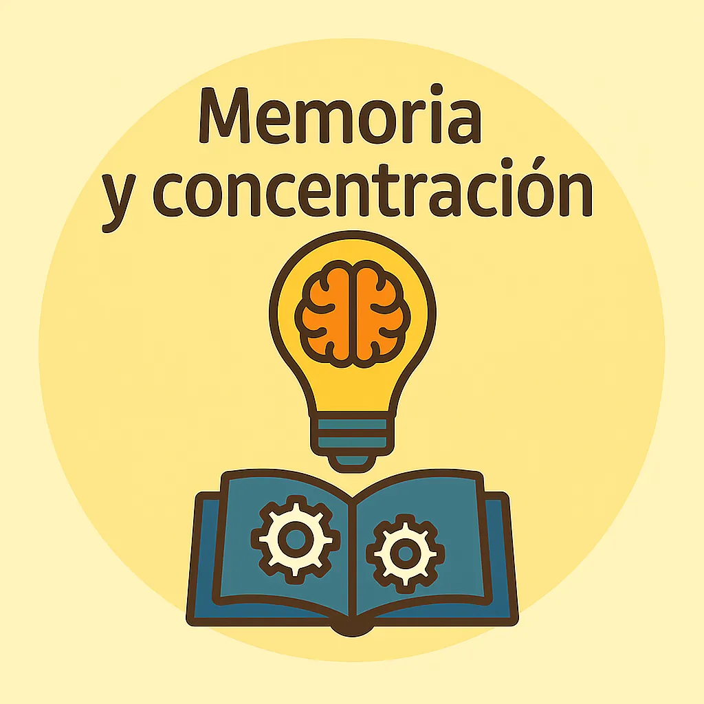 bombilla con cerebro y libro azul con engranajes, sobre fondo circula