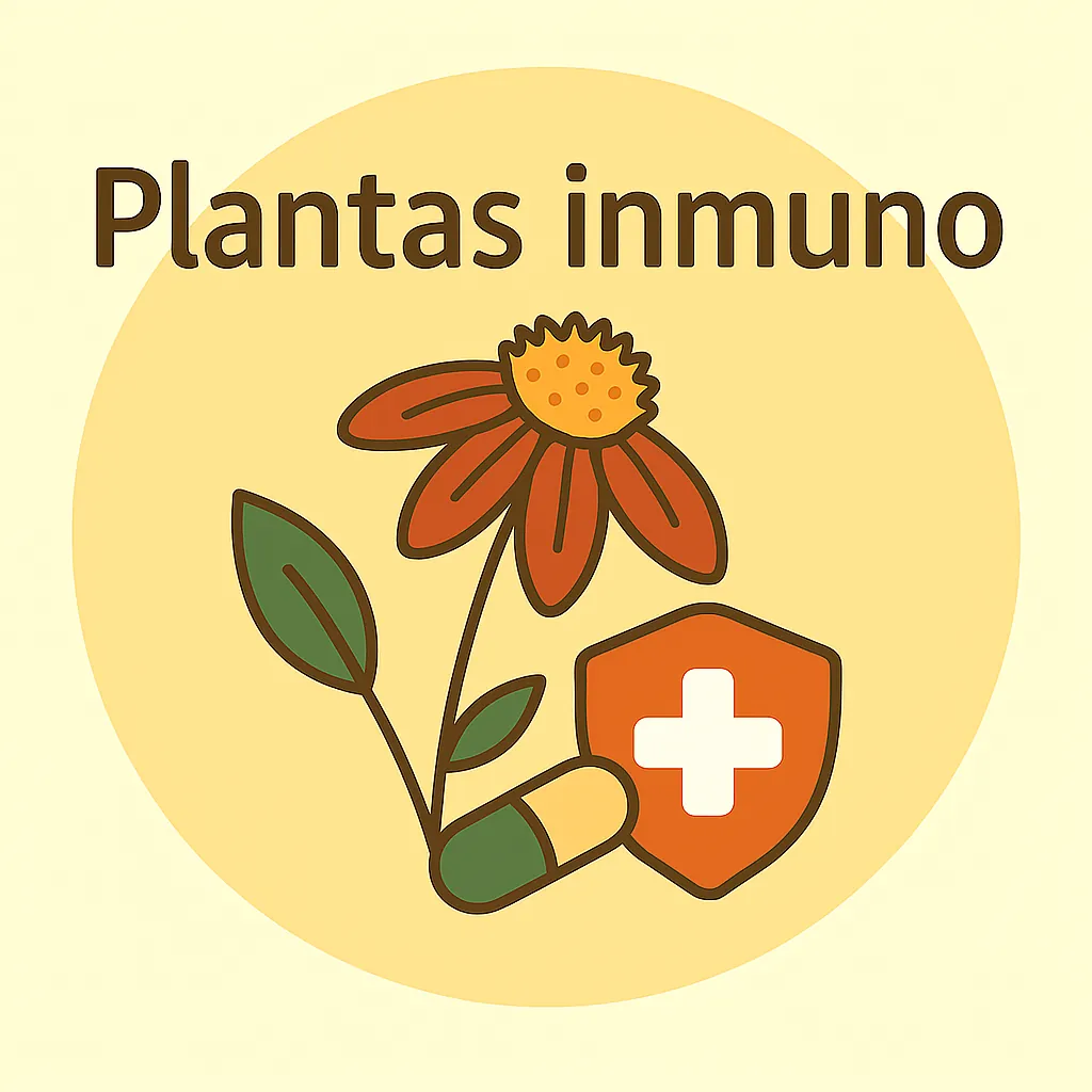 Plantas para las defensas – equinácea, cápsula y escudo sobre fondo beige