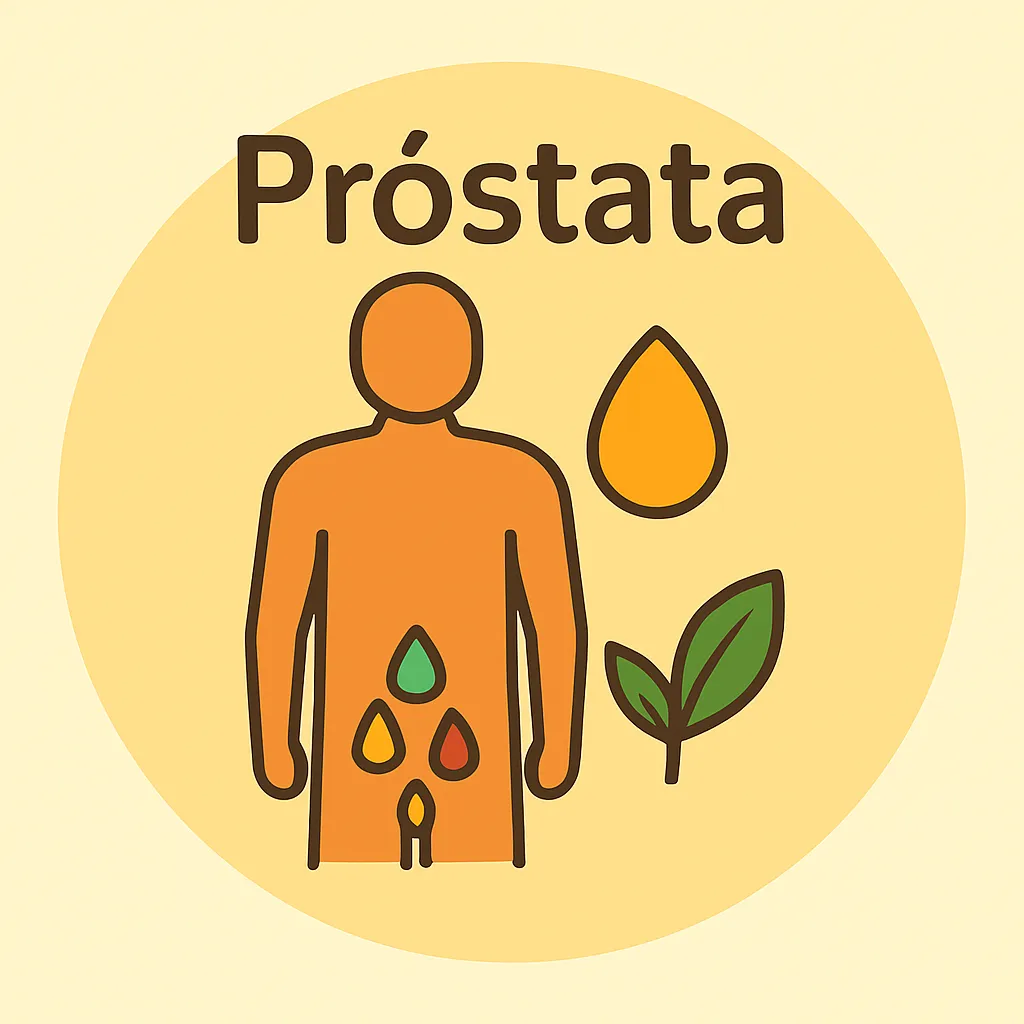 icono figura masculina con gotas de orina y hoja – suplemento próstata