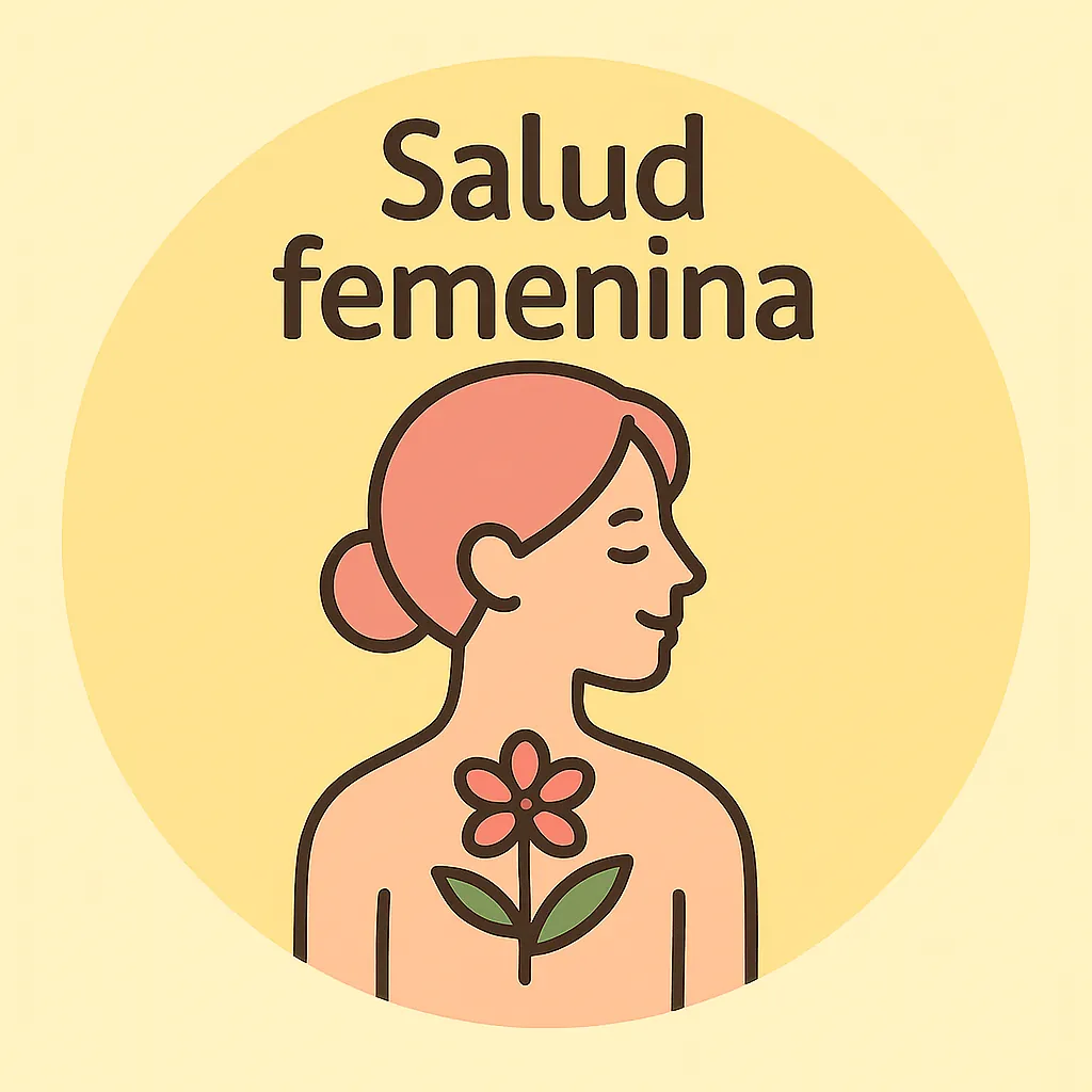 mujer de perfil con cabello rosa y flor sobre el pecho en fondo circular
