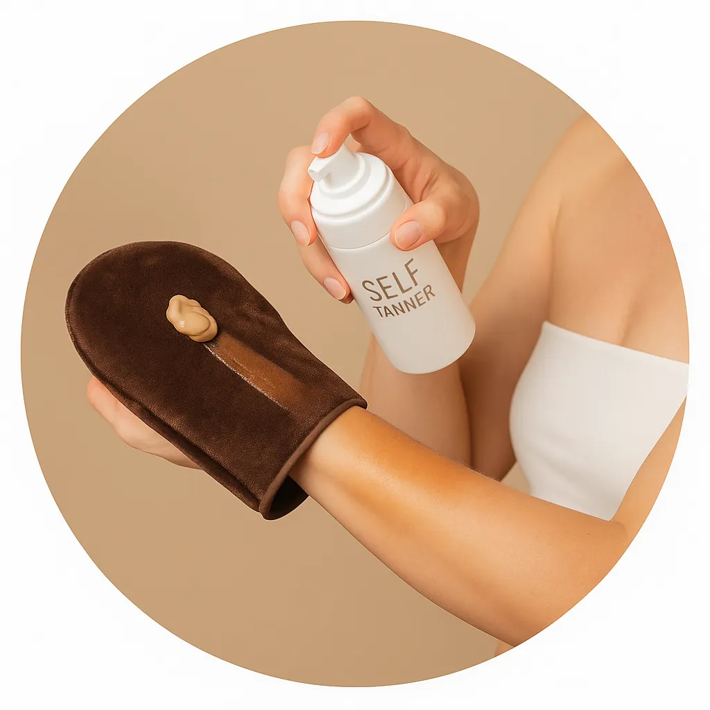 Autobronceadores naturales – aplicación con guante para un bronceado uniforme