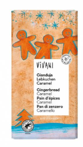 repostería y chocolates CHOCOLATE GIANDUJA CON GALLETA DE JENGIBRE Y CARAMELO BIO 100GR