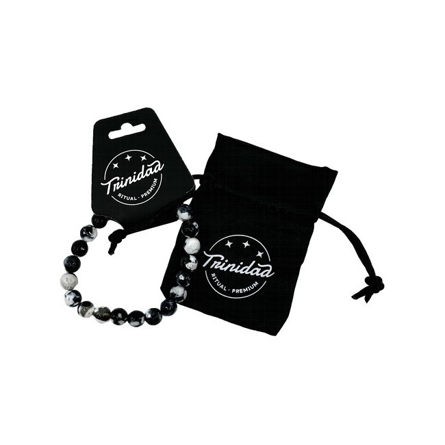 bisuteria PULSERA AGATA NEGRA TEÑIDA BLANCA BOLA 8MM