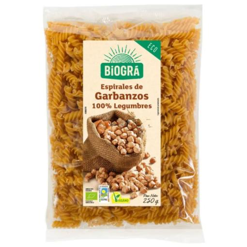 arroz y pasta ESPIRALES DE GARBANZOS BIO 250 GR