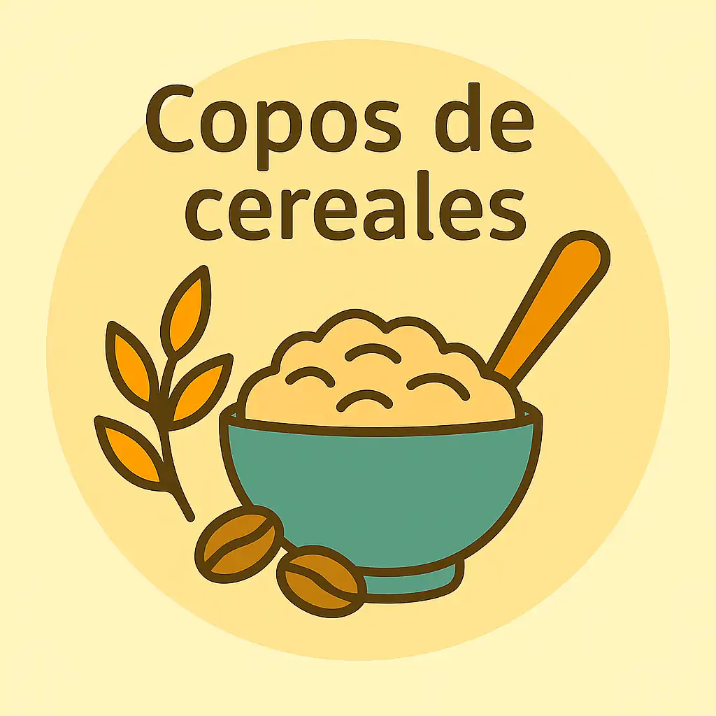Copos de cereales ecológicos – Ilustración con bol y espiga