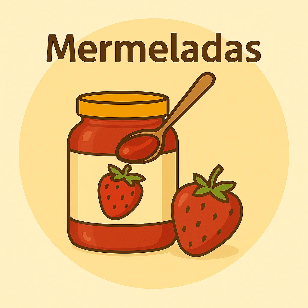 ilustración okira mermeladas frasco cuchara y fresa estilo detallado