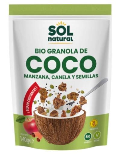 copos, mueslis y salvados BIO GRANOLA DE COCO, MANZANA, CANELA Y SEMILLAS 140GR