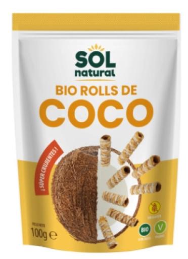 aperitivos y frutos secos BIO ROLLS DE COCO CRUJIENTES 100GR