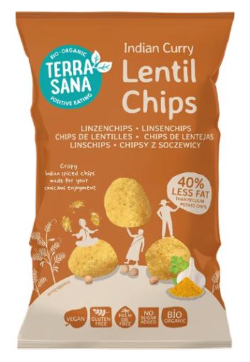 aperitivos y frutos secos CHIPS DE LENTEJAS CON CURRY HINDU BIO S/G VEGAN 75G