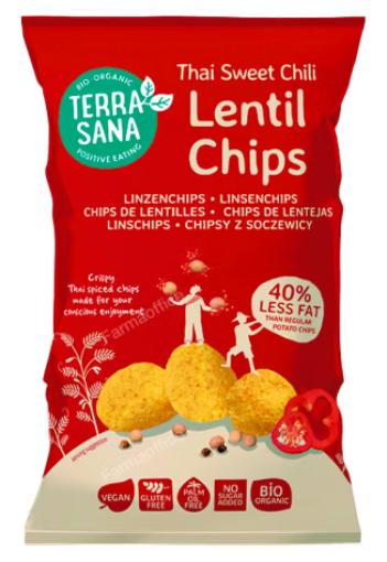 aperitivos y frutos secos CHIPS DE LENTEJAS THAI CON CHILE DULCE BIO 75GR