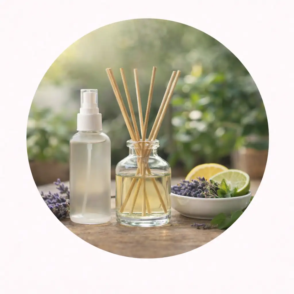 ambientadores de hogar naturales con mikado y spray aromático